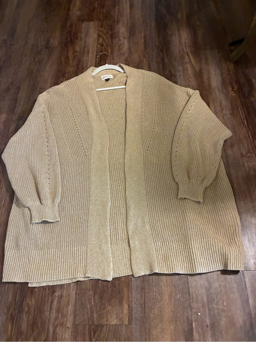 Universal Thread Beige Open-Front Ribbed Cardigan